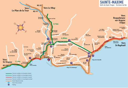 Parcours cyclable du littoral - V65 : Sainte-Maxime > Roquebrune